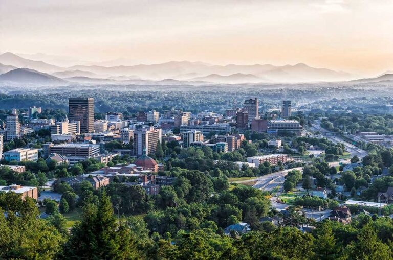 Aerial View. Big Hills at Horse Shoe New Houses in Asheville, North Carolina